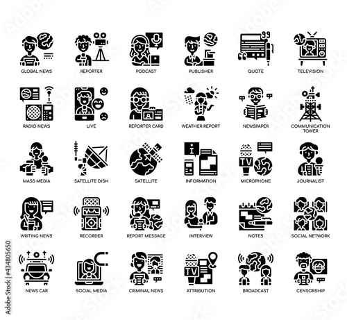 Set of journalist thin line and pixel perfect icons for any web and app project.