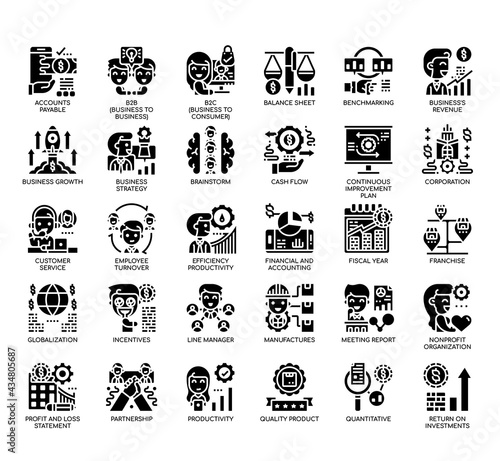Set of Business Management thin line and pixel perfect icons for any web and app project.