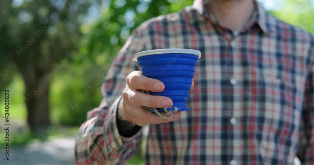 zero waste concept, young male use reusable coffee cup zero waste concept, young male use reusable coffee cup