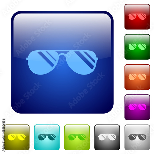 Aviator sunglasses with glosses color square buttons photo