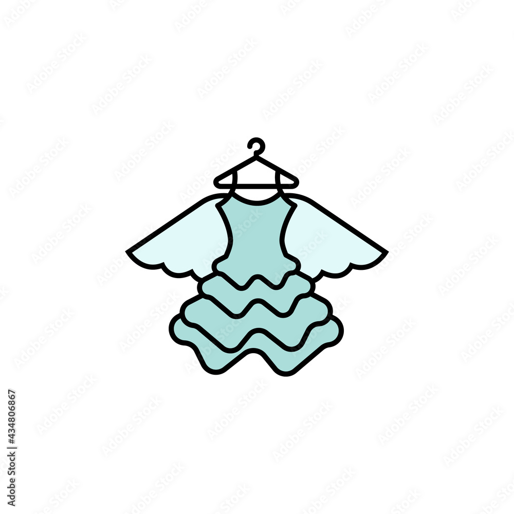 dress angel line colored icon. Signs and symbols can be used for web, logo, mobile app, UI, UX dress angel line colored icon. Signs and symbols can be used for web, logo, mobile app, UI, UX