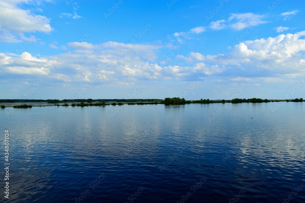 Landscape of the Volkhov River in clear weather