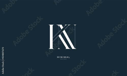 Alphabet letter icon logo KN