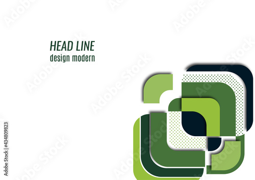 Cut squares with rounded corners and shadow, many dots. Bright geometric design for creative advertising, poster or brochure in trendy style. Vector