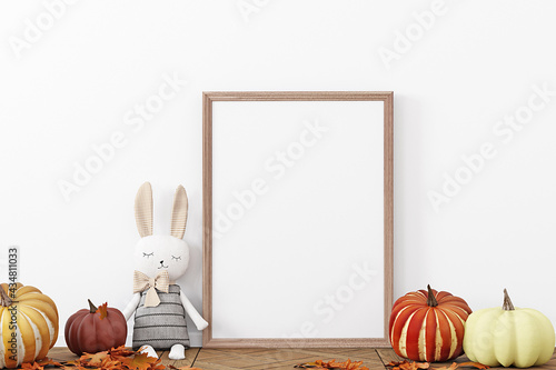 mockup frames child on background pumpkin