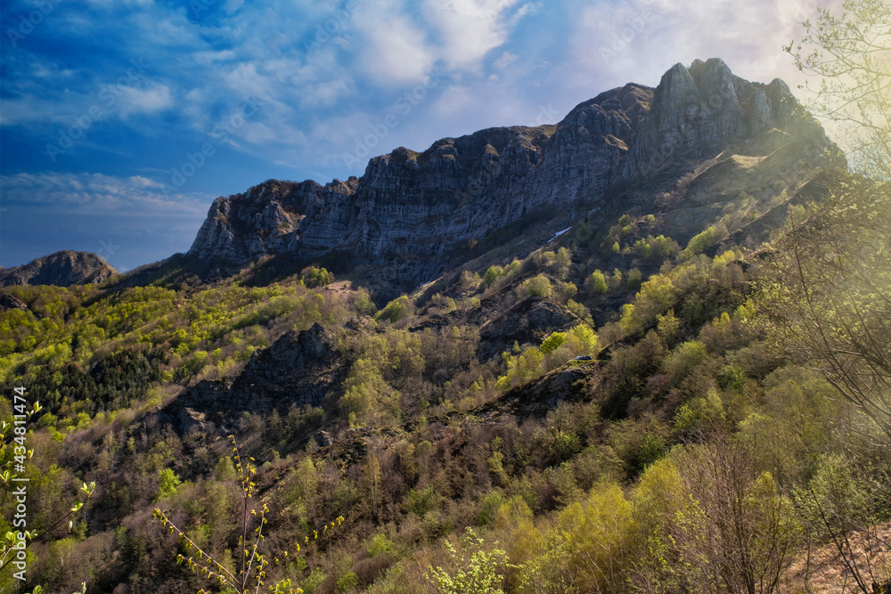 rocky spur of the Apuan Alps in Tuscany