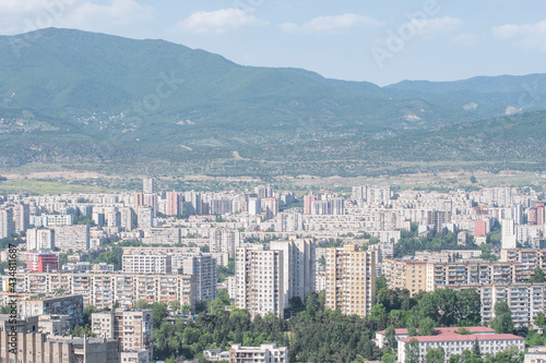 Residential area of Tbilisi, multi-storey buildings in Gldani and Mukhiani