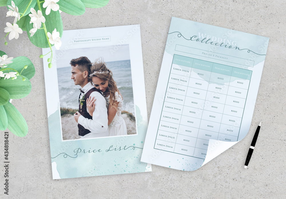 Photography Studio Price List Layout Stock Template | Adobe Stock