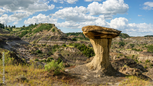 Anvil rock in Makoshika State Park in Montana - Badlands - Cap Rock Trail