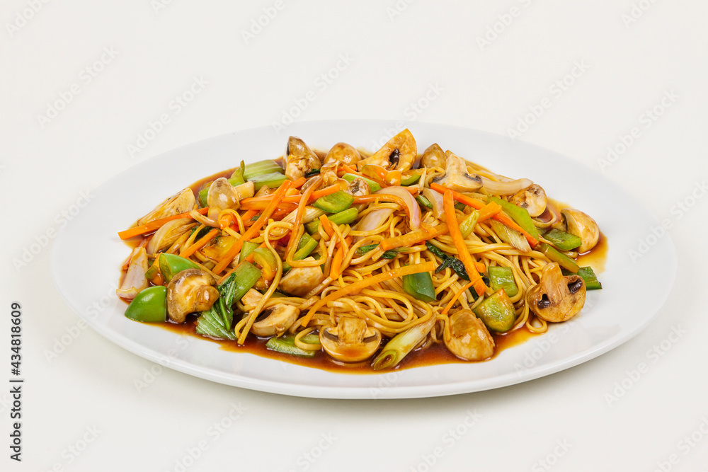 Shrimp and meat chow mein.