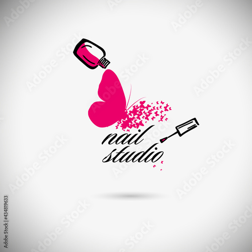Nail studio. Nail polish logo. vector illustration