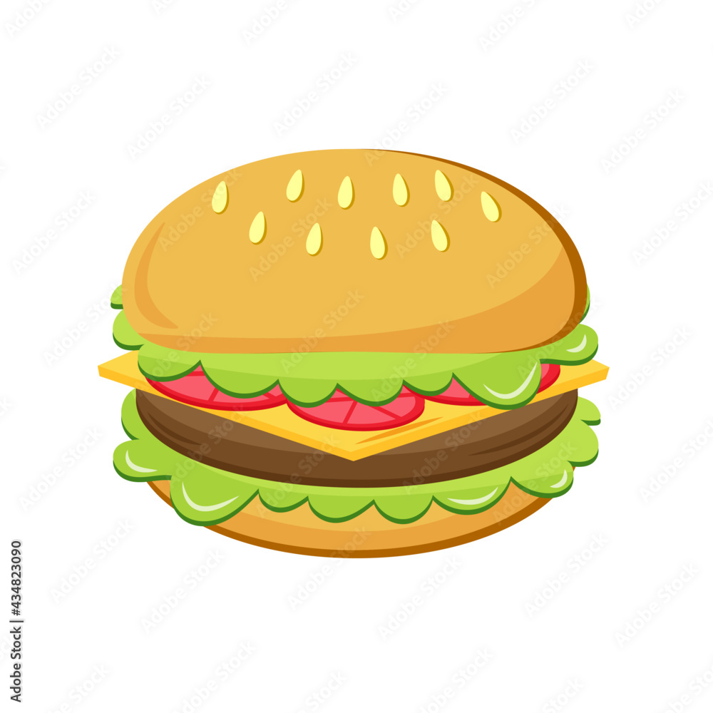 Burger isolated on white background vector illustration. fast food icon. Burger isolated on white background vector illustration. fast food icon.
