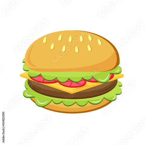 Burger isolated on white background vector illustration. fast food icon.