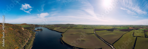 panoramic aerial view of Spring morning lough money ,Downpatrick , Northern Ireland