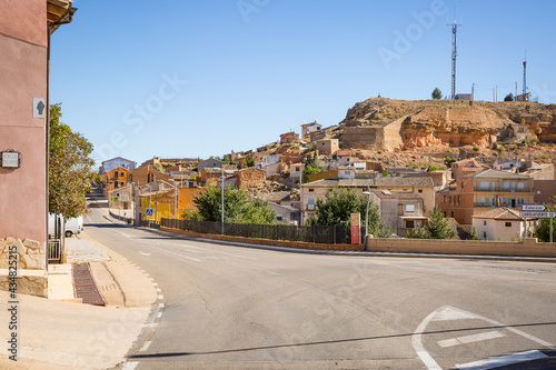 Fototapeta Naklejka Na Ścianę i Meble -  a paved road going through Ariza (Community of Calatayud), province of Zaragoza, Aragon, Spain