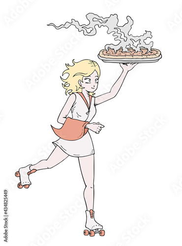 Waitress with roller skate