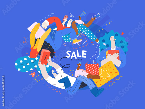 Discounts, sale, promotion. Flat vector modern illustration