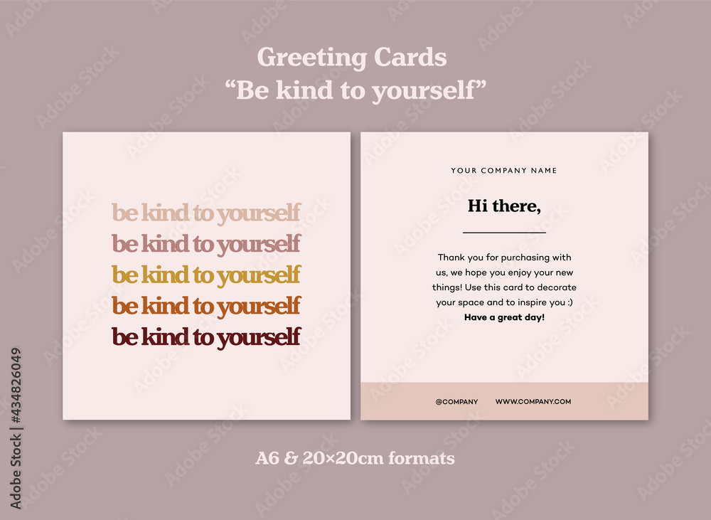 greeting card be kind to yourself editable template greeting card be kind to yourself editable template