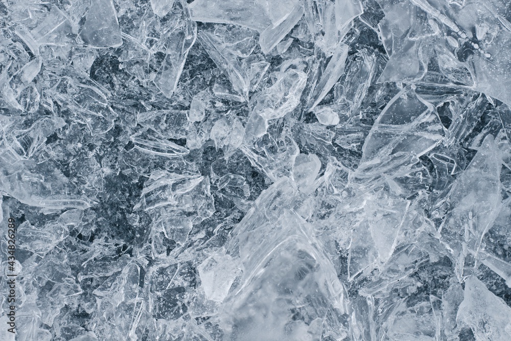 Crushed surface of ice on the surface of a frozen lake Crushed surface of ice on the surface of a frozen lake