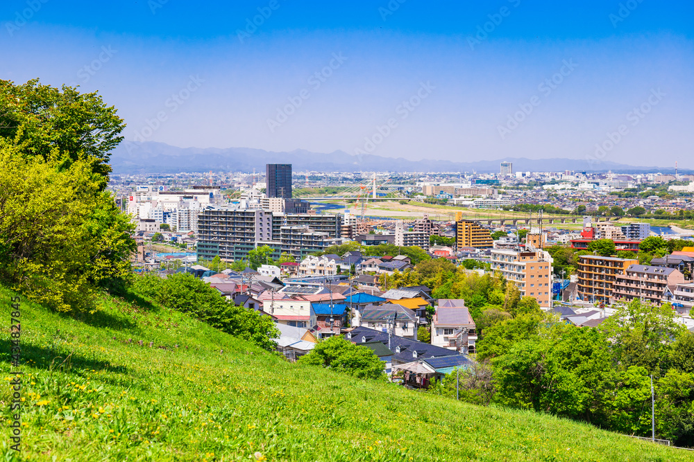 Obraz premium 青空が広がる郊外の住宅地