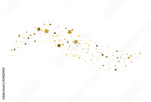 Gold flying stars confetti. Vector