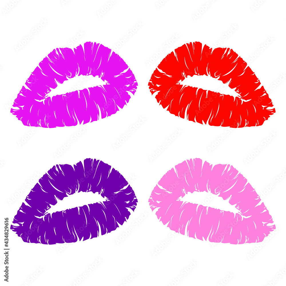 Lips lipstick imprint. Kiss day. Vector illustration isolated on white background. Lips lipstick imprint. Kiss day. Vector illustration isolated on white background.