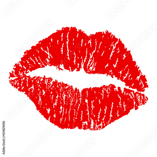Lips lipstick imprint. Kiss day. Vector illustration isolated on white background.