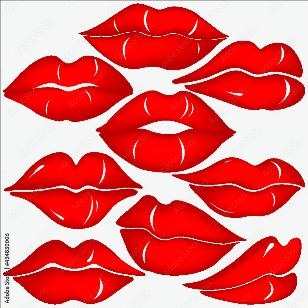 Fototapeta premium Lips lipstick imprint. Kiss day. Vector illustration isolated on white background.