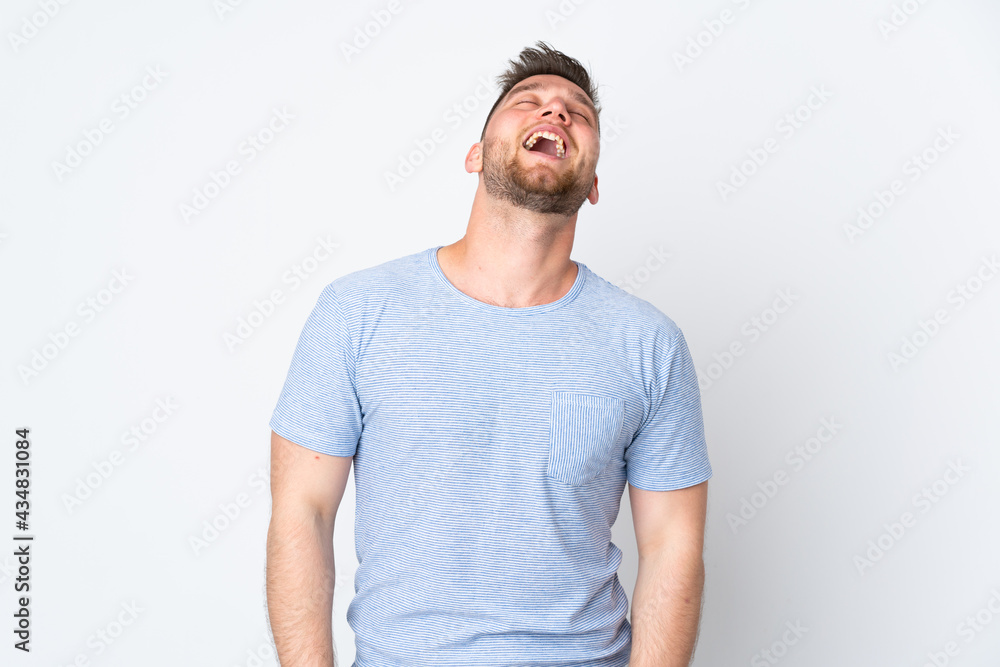 Fototapeta premium Russian handsome man over isolated background laughing