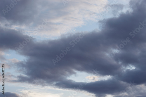 Beautiful violet and blue sunset with cloudy sky