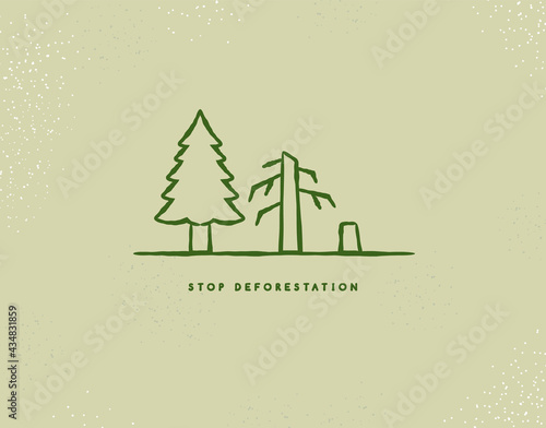 Stop deforestation cut down forest tree icon