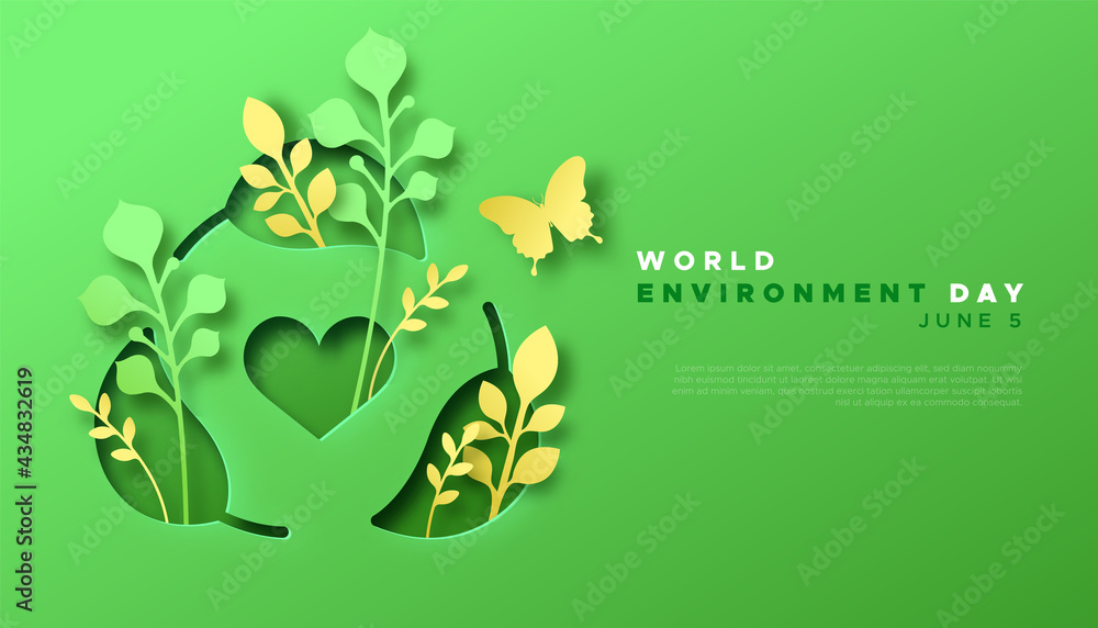 Environment Day paper cut green recycle template Stock Vector | Adobe Stock