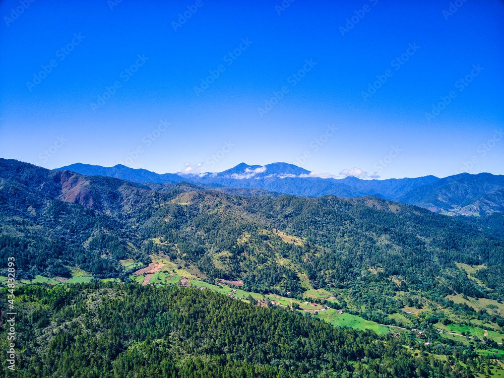 Pico Duarte aerial view from Manabao, the highest mountain in the Dominican Republic, and in all the Caribbean