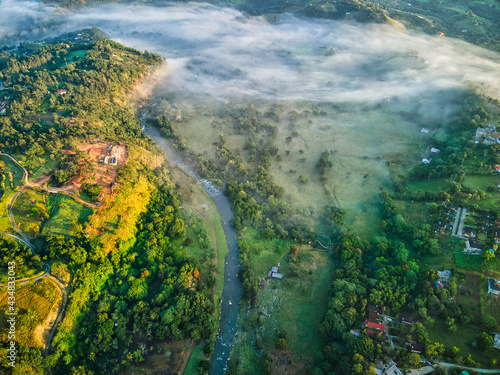 Aerial view of the river Yaque del Norte, Dominican Republic