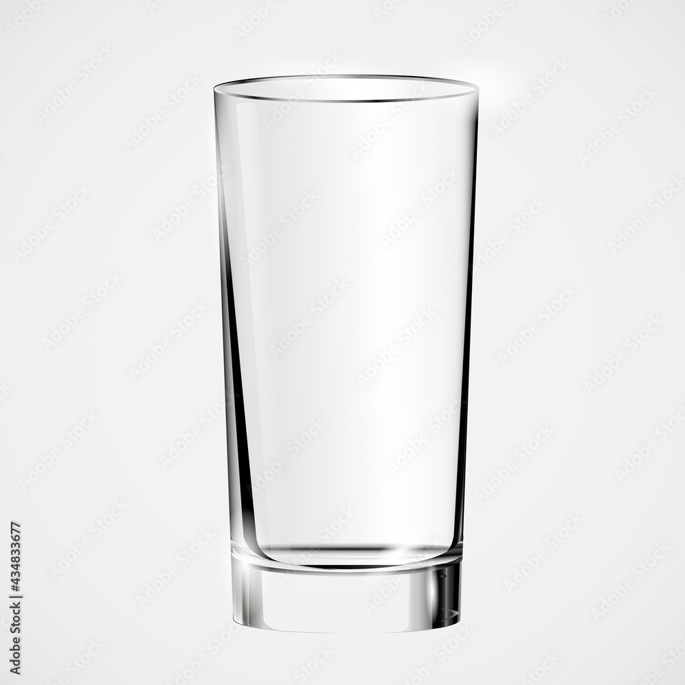 Glass transparent empty glass for juice of a simple cylindrical shape. Vector illustration isolated on white transparent background. Glass transparent empty glass for juice of a simple cylindrical shape. Vector illustration isolated on white transparent background.