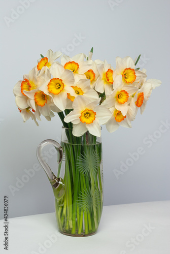 Bouquet of daffodils in a glass vase