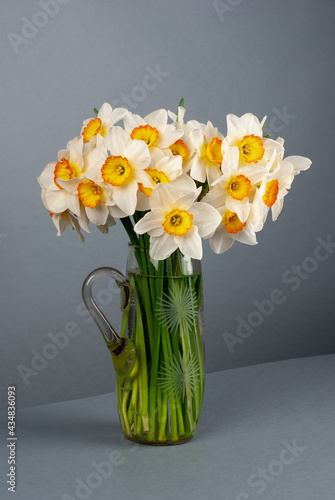 Bouquet of daffodils in a glass vase