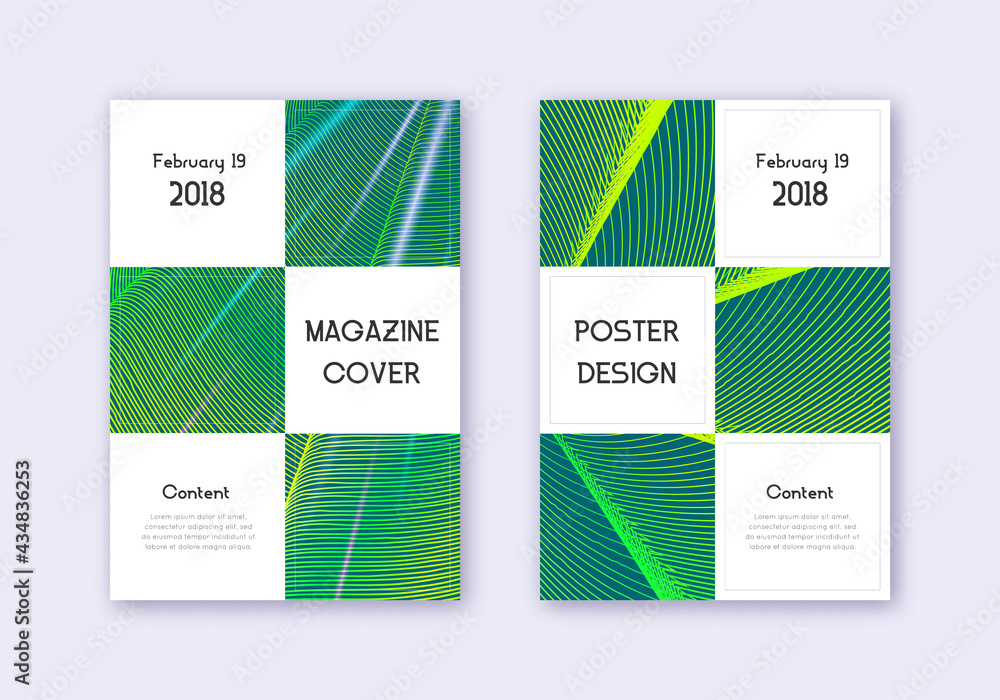 Business cover design template set. Green abstract