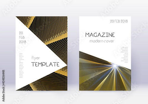 Triangle cover design template set. Gold abstract