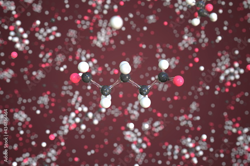 Molecule of glutaraldehyde, conceptual molecular model. Scientific 3d rendering