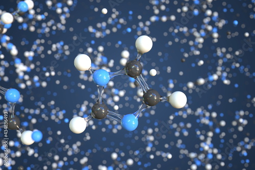 Imidazole molecule made with balls, conceptual molecular model. Chemical 3d rendering