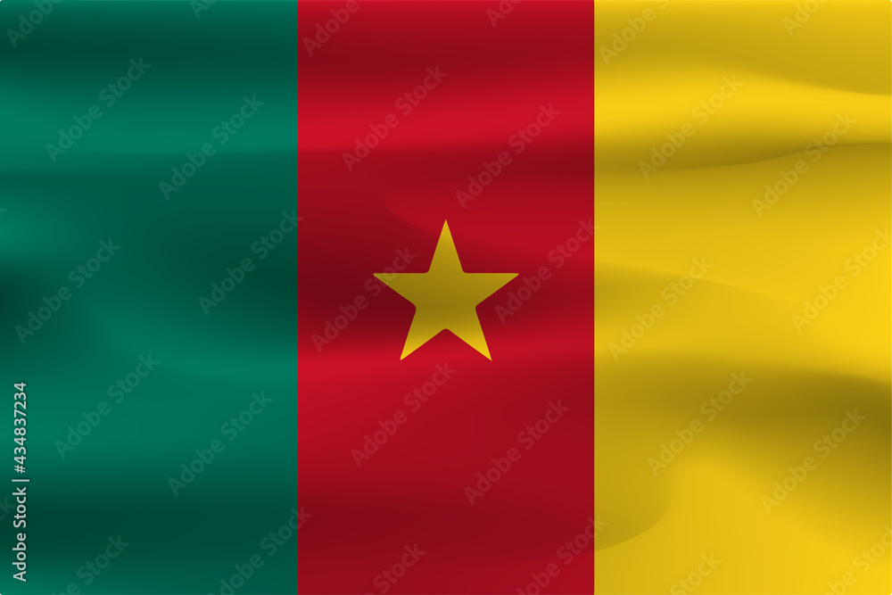 The flag of the Cameroon country is wrinkled, fluffed, beautiful, has a shiny weight The flag of the Cameroon country is wrinkled, fluffed, beautiful, has a shiny weight