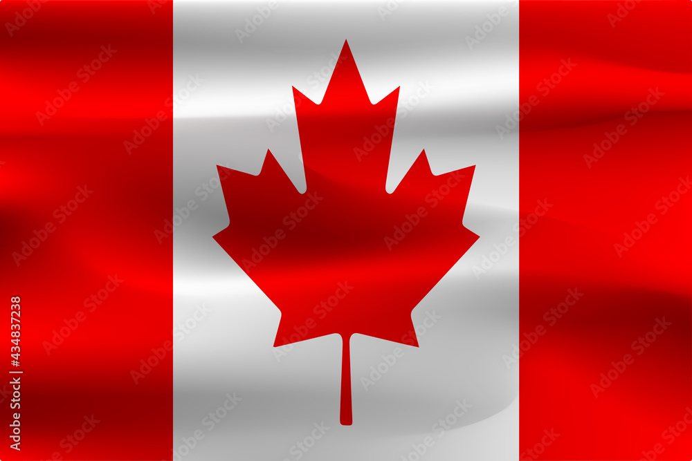 A beautiful flag of Canada. Beautiful wrinkles of flying flag fabric. A beautiful flag of Canada. Beautiful wrinkles of flying flag fabric.