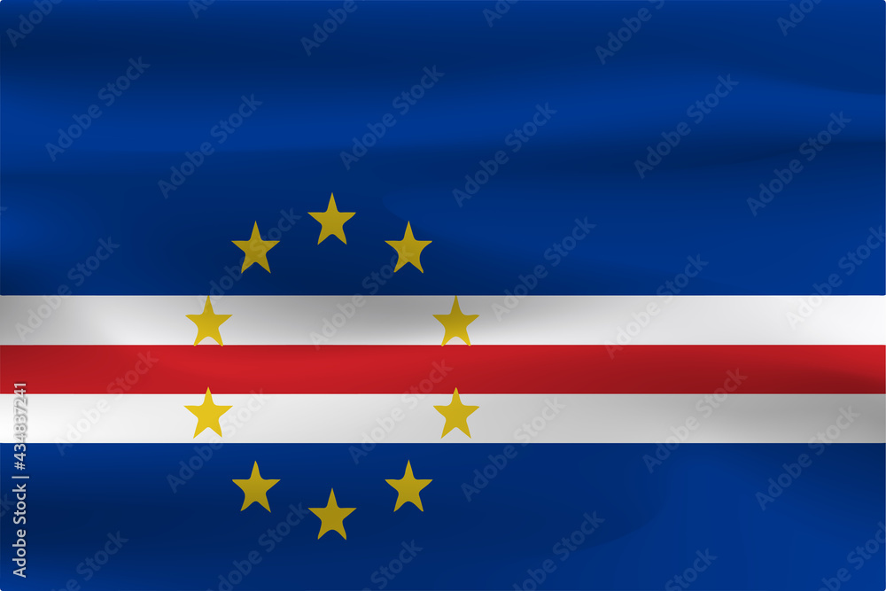 The flag of Cape Verde is beautifully wrinkled and has a weight of shine.