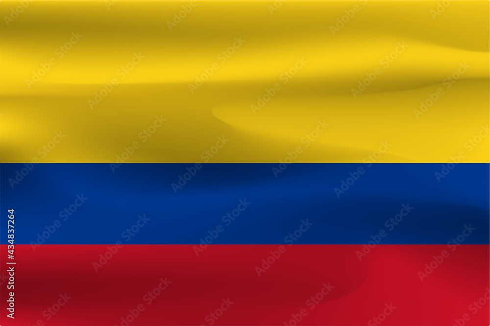 Fototapeta premium The flag of Colombia is beautiful, the wrinkle of the flag cloth is beautiful wind