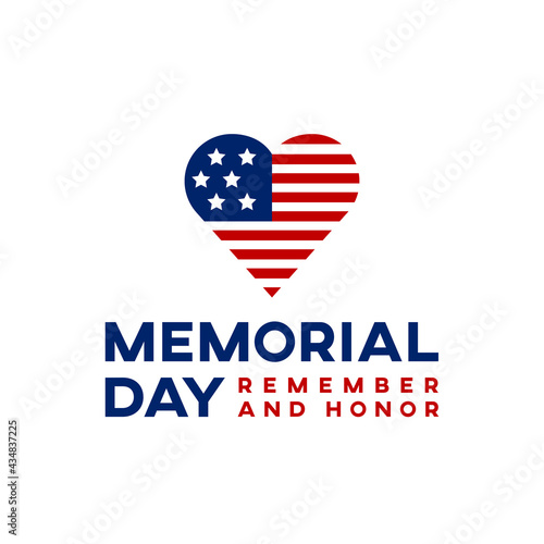 Memorial Day - Remember and honor with USA flag, Vector illustration.