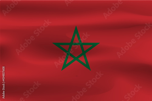 The flag of Morocco is beautiful, wrinkles of the cloth, the flag flying in the wind.