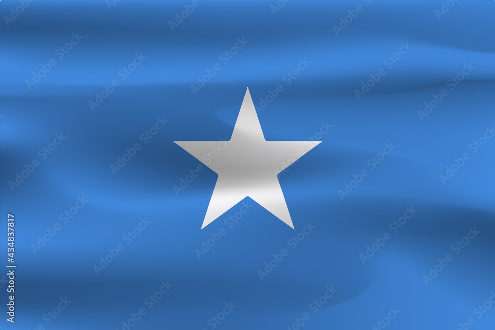 The flag of Somalia is beautiful, wrinkled in the wind, beautiful flag cloth. The flag of Somalia is beautiful, wrinkled in the wind, beautiful flag cloth.