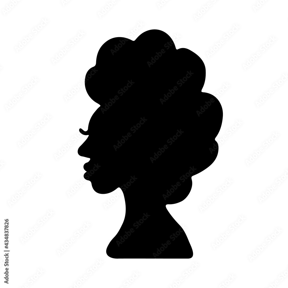 African American woman silhouette with curly afro hair. Young black woman profile isolated on white. Vector illustration. African American woman silhouette with curly afro hair. Young black woman profile isolated on white. Vector illustration.