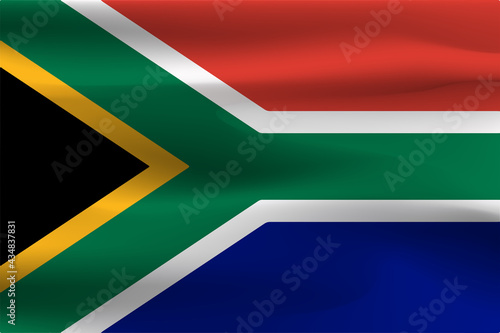 The flag of South Africa is beautiful, the wrinkle of the flag cloth is beautiful wind.